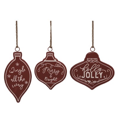 Transpac Metal Jolly Ornament Set of 3 Christmas Home Decorations