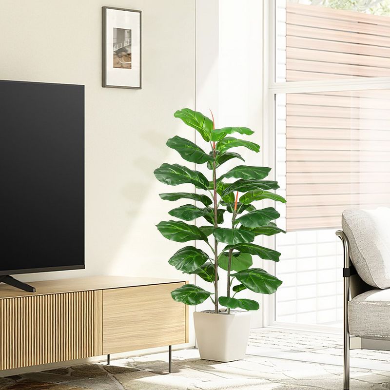 Whizmax 3.25ft Artificial Ficus lyrata Fiddle Leaf Fig Tree for Indoor Outdoor House Living Room Office, Green, 2 of 9