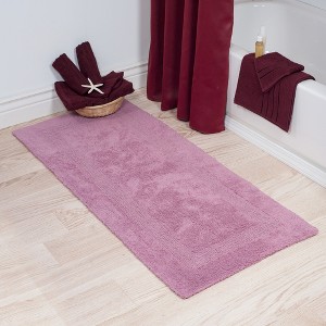 Cotton Bath Mat- Plush 100 Percent Cotton 24x60 Long Bathroom Runner- Reversible, Soft, Absorbent, Rug by Hastings Home (Rose) - 1 of 4
