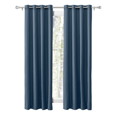 Deep Blue 96" Polyester Blackout Pleated Grommet Panel