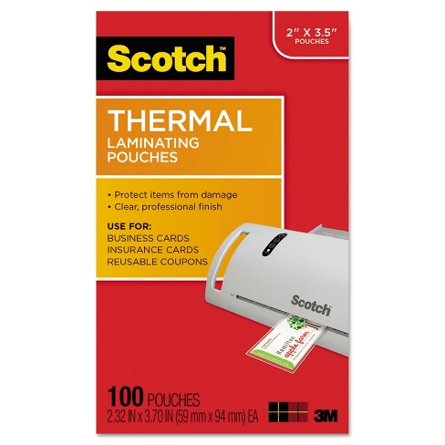 Scotch Business Card Size Thermal Laminating Pouches 5 Mil 3 3/4 X 2 3/8  100/pack Tp5851100 : Target
