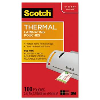 Scotch Business Card Size Thermal Laminating Pouches 5 mil 3 3/4 x 2 3/8 100/Pack TP5851100