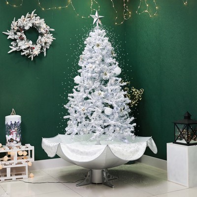 6ft Artificial Christmas Tree With 300 Led Lights And 600 Bendable Branches,  Decorated Tree With Tri-color Led Lights, White - Modernluxe : Target