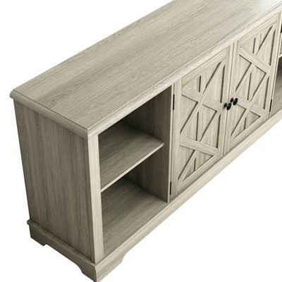Gray 70" Farmhouse TV Stand with Cabinet and Shelves