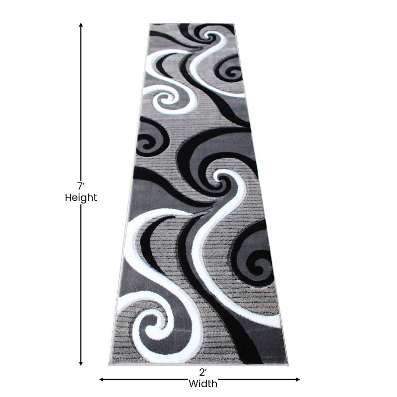 Emma and Oliver Accent Rug with Modern 3D Sculpted Swirl Pattern and Varied Texture Piling, 3 of 6