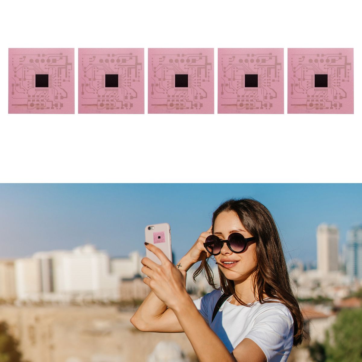 Unique Bargains Square Cell Phone Booster Pink 5pcs - thumbnail 4