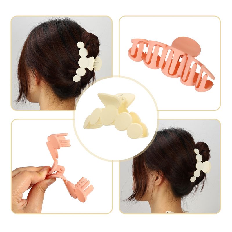 Unique Bargains Women's Plastic Claw Hair Clips Barrettes White Brown Light Orange 3.94''x1.54''x1.77'' 3Pcs, 5 of 7