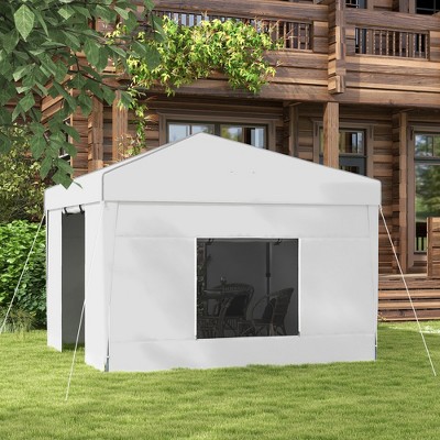 White Steel Pop-Up Canopy Tent with Sidewalls and Mesh Windows