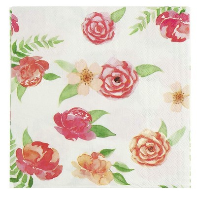 Juvale 100-Pack Floral Disposable Paper Napkins, Vintage Flowers for Weddings Party Supplies, 6.5"