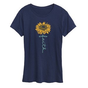 Women's - Instant Message - Faith Sunflower Stem Short Sleeve Graphic T-Shirt - 1 of 4