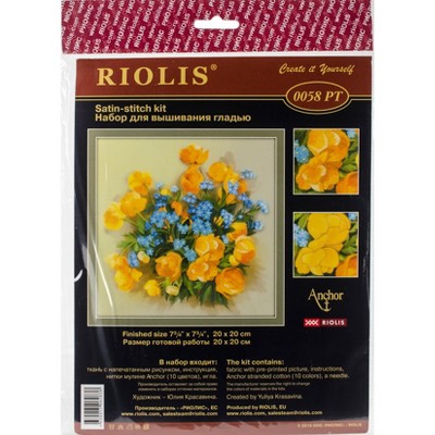 RIOLIS Stamped Cross Stitch Kit 7.75"X7.75"-Globe Flowers
