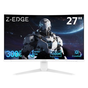 Z-EDGE UG27S White Monitor, 27" Curved Gaming Monitor 300Hz Monitor, 1ms 16:9 FHD 1080P Frameless Curved Monitor, Eye Care, 2×DP, 2×HDMI - 1 of 4