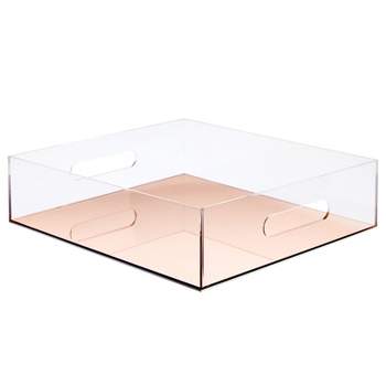 Juvale Rose Gold Acrylic Letter Tray, Clear Office Desk Organizer for Files, Documents, Paper Storage, 10.5 x 12 x 3 In
