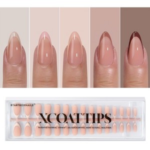 BTArtboxnails XCOATTIP® Press-On Nails - Brown Pastel French - Almond Nails, Square Nails, Coffin Nails -160ct - 1 of 4