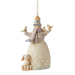 Jim Shore 4.75 In Snowman W/Birch Birdhouse Hat Woodland Ornament Tree Ornaments - 1 of 3