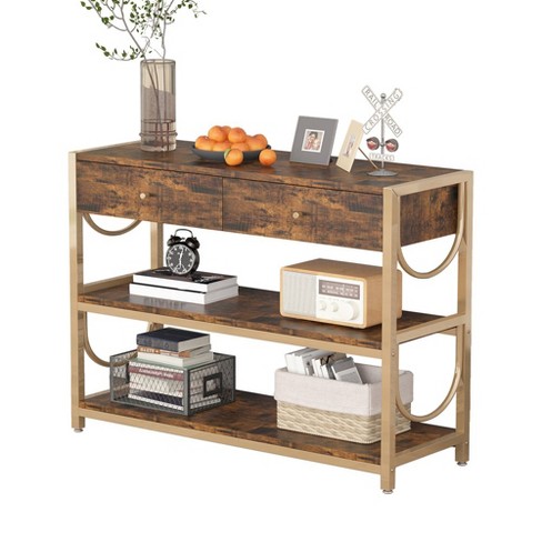 Console Sofa Table With Drawers And Shelves, 32 Inch Entryway