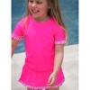 RuffleButts Girls Short Sleeve Ruffle UPF50+ Rash Guard Skirted 2-Piece - 3 of 4