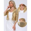 Allegra K Women's Glitter 3/4 Sleeve Open Front Party Club Sequin Cardigan - 2 of 4
