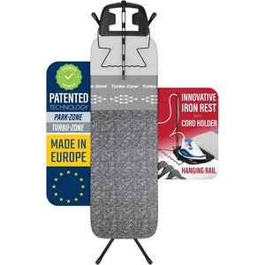Bartnelli Heavy Duty Ironing Board 48x15, Shirt Master Square Edge, Turbo & Park Zone, Denim Gray - 1 of 4