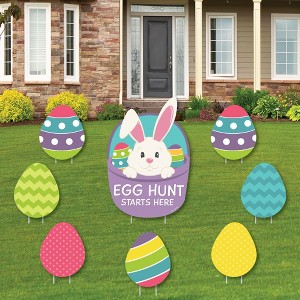 Big Dot of Happiness Easter Egg Hunt - Yard Sign and Outdoor Lawn Decorations - Easter Bunny Party Yard Signs - Set of 8 - 1 of 4