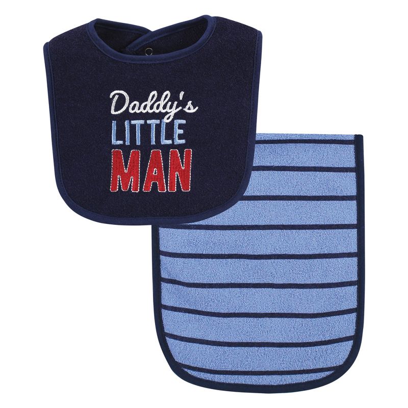 Hudson Baby Infant Boys Cotton Terry Bib and Burp Cloth Set, Daddys Little Man, One Size, 4 of 6