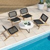 Tangkula Mid Century Modern Teak Wooden w/ Handwoven Cordage Seat & Backrest for Patio - 4 of 4