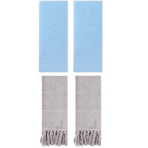REGALWOVEN 4 Packs Striped and Tassels Hand Towels for Bathroom 14" x 30" - 1 of 4