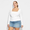 Women's Long Sleeve Ruched Square Neck Top - Wild Fable™ - 2 of 3