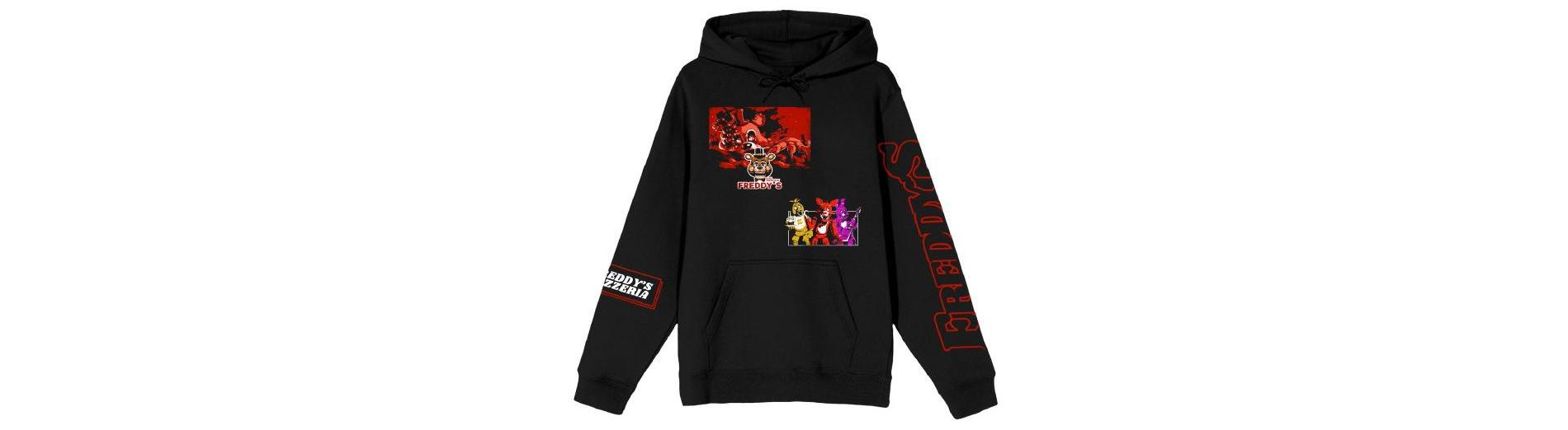 Five Nights At Freddy’s Character Art Men’s Black Long Sleeve Hooded Sweatshirt