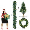 Costway 4pcs Pre-lit Christmas Decoration Set w/ Garland Wreath & Entrance Trees - 4 of 4