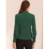 INSPIRE CHIC Women's Ruffled Stand Collar Long Sleeve Button Elegant Satin Shirt - 4 of 4