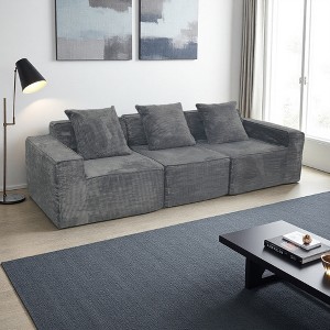 Convertible Floor Chenille Sofa Bed with Pillow Back & Armrests - 1 of 4