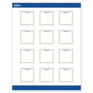 Avery 2" x 2" Labels, Gold & Navy Border with Florals, 120 ct - 1 of 4