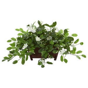 Nearly Natural 14-in Mix Stephanotis Artificial Plant in Decorative Planter - 1 of 1
