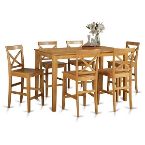East West Furniture,7 Pc pub Table set- Table and 6 Kitchen bar stool - 1 of 4
