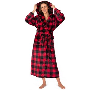 PAVILIA Fleece Robe For Women, Plush Warm Bathrobe, Fluffy Soft Spa Long Lightweight Fuzzy Cozy, Satin Trim - 1 of 4