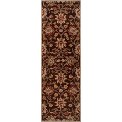Mark & Day Eckville 2'6"x8' Runner Tufted Indoor Area Rugs Dark Brown: Stain-Resistant Wool, Botanical Pattern, Traditional Style