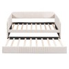 NicBex Twin Size Velvet Fabric Daybed Modern Wooden Bed Frame with Trundle for Bedroom, Living Room, No Box Spring Required, Space Saving - 3 of 4
