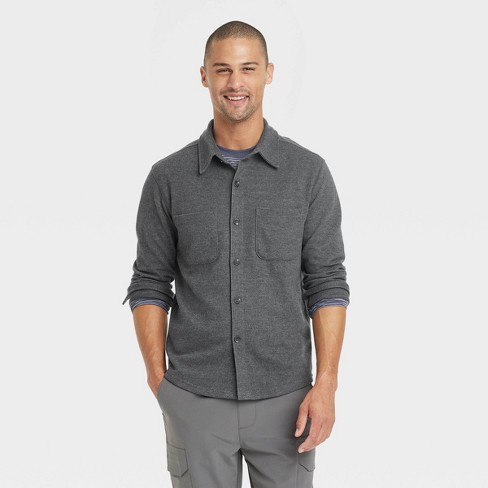 Men's Knit Shirt Jacket - Goodfellow & Co™ Charcoal Gray S : Target