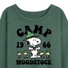 Women's - Peanuts - Camp Woodstock Lightweight French Terry Wide Neck Long Sleeve Shirt - 2 of 4