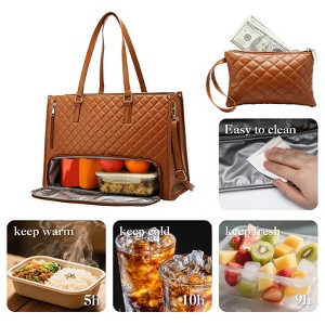 Multi-Functional 16.5 In. Insulated Tote Bag – PU Leather with Adjustable Shoulder Strap, Perfect Gift for Mother's Day, Birthday, Christmas - 1 of 4