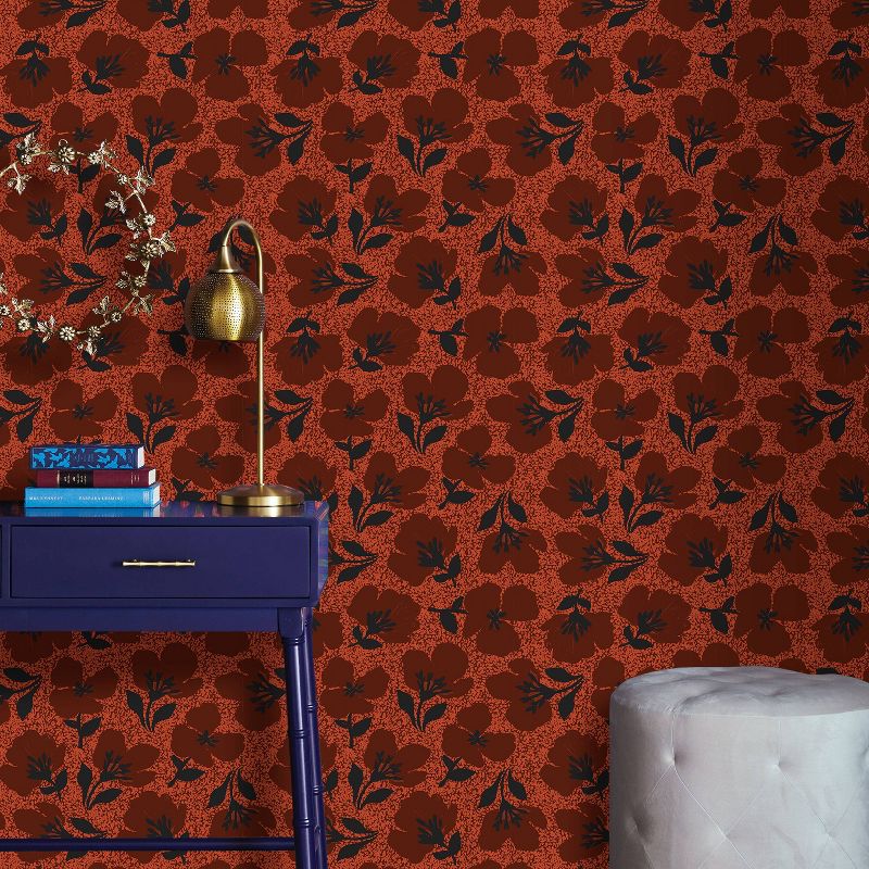 Retro Floral Peel &#38; Stick Wallpaper Red - Opalhouse&#8482;, 1 of 8
