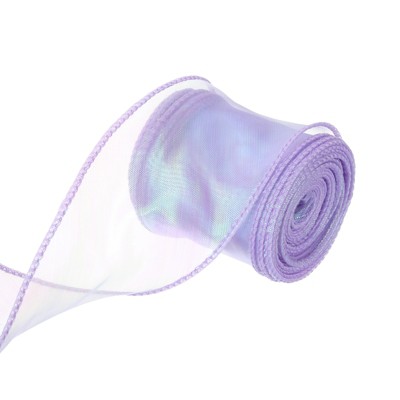 Unique Bargains Gift Wrapping Wide Sheer Wired Pastel Shimmer Iridescent Chiffon Ribbons 1 Pc