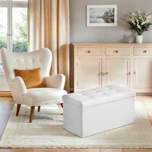 30" Storage Ottoman Bench, Ottoman with Storage, Leather Storage Bench, Hold up to 660lb for Living Room - 1 of 4