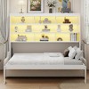 Whisen Wood Queen Size Murphy Cabinet Bed with Folding Sofa,Built-in Storage Shelves and LED Light - 2 of 4