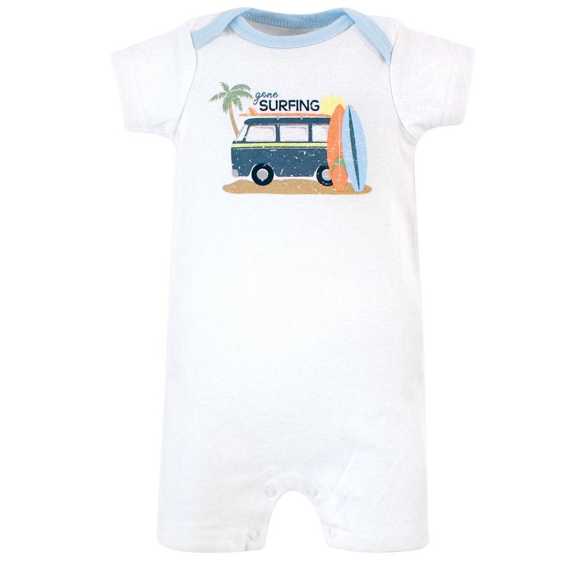Hudson Baby Infant Boy Cotton Rompers 3pk, Gone Surfing, 4 of 6