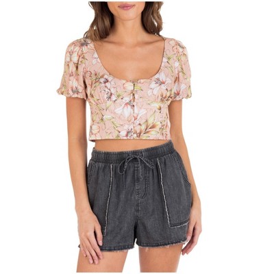Hurley Womens Lily Floral Print Button Up Shirt