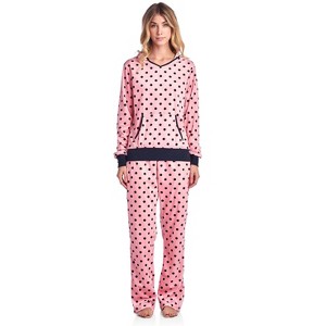 Ashford & Brooks Women's Mink Fleece Hoodie Pajama Set - 1 of 4