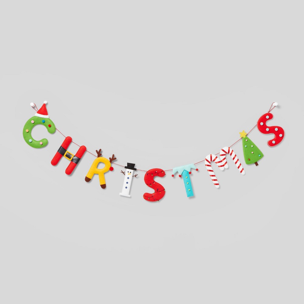 6 Festive Fabric 'Christmas' Garland - Wondershop