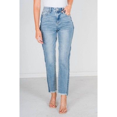 Women's Side Panel Detail & Hi-lo Fray Hem High Waisted Jean - Judy Blue